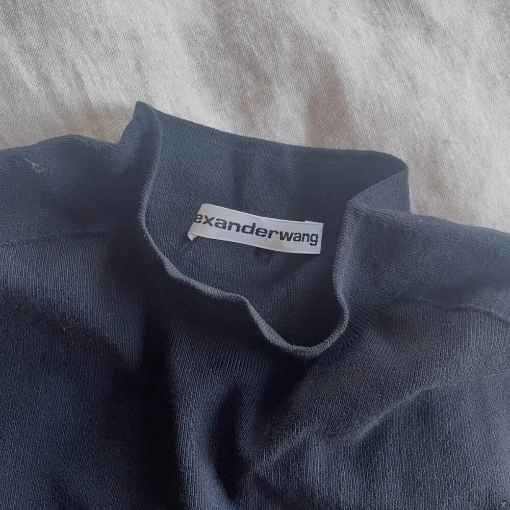 Alexander Wang White and Black Tight-Fit Mock Neck Tees